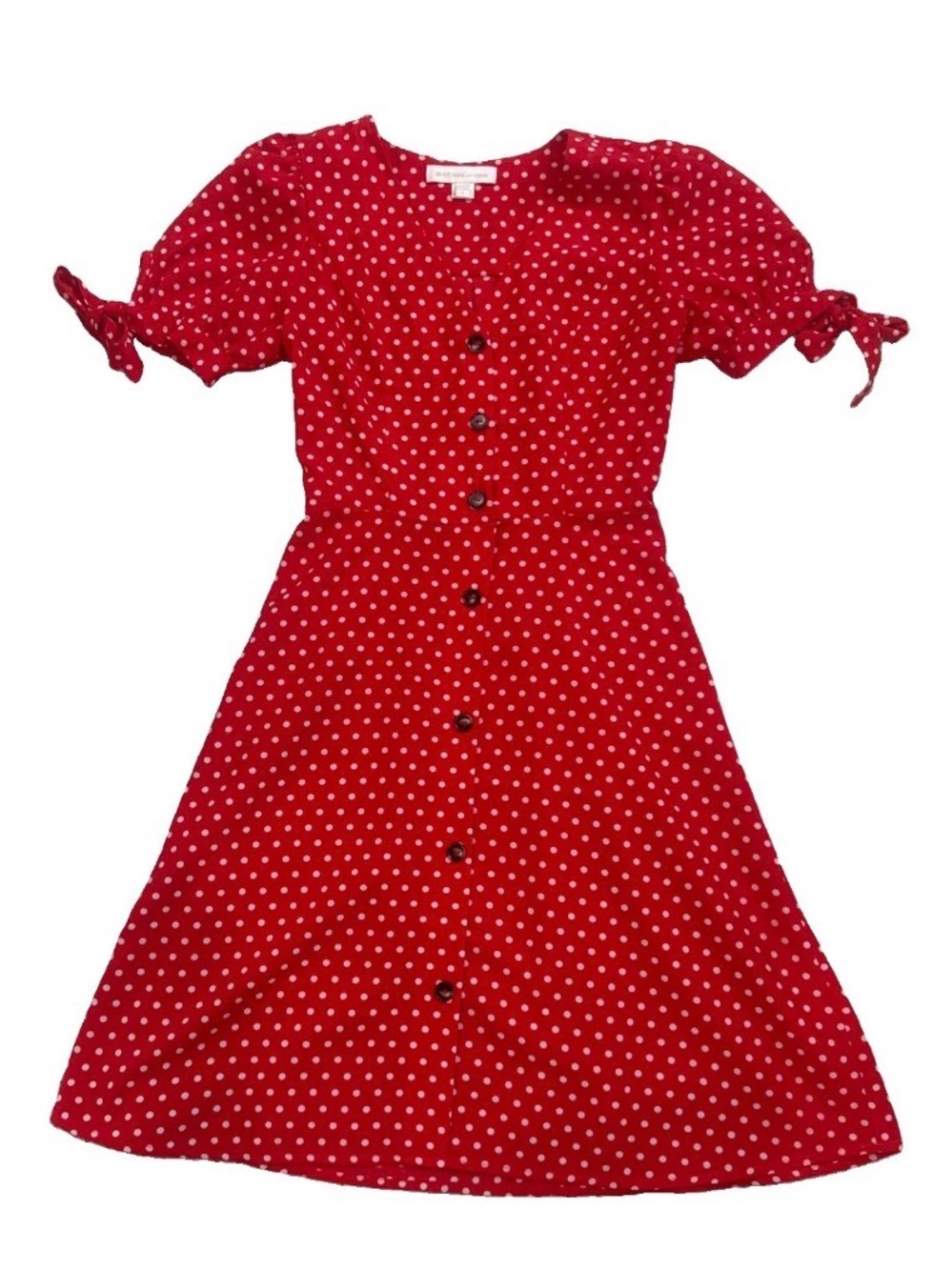 Monteau Los Angeles Fit & Flare Dress Size Small Red & White Polka Dot